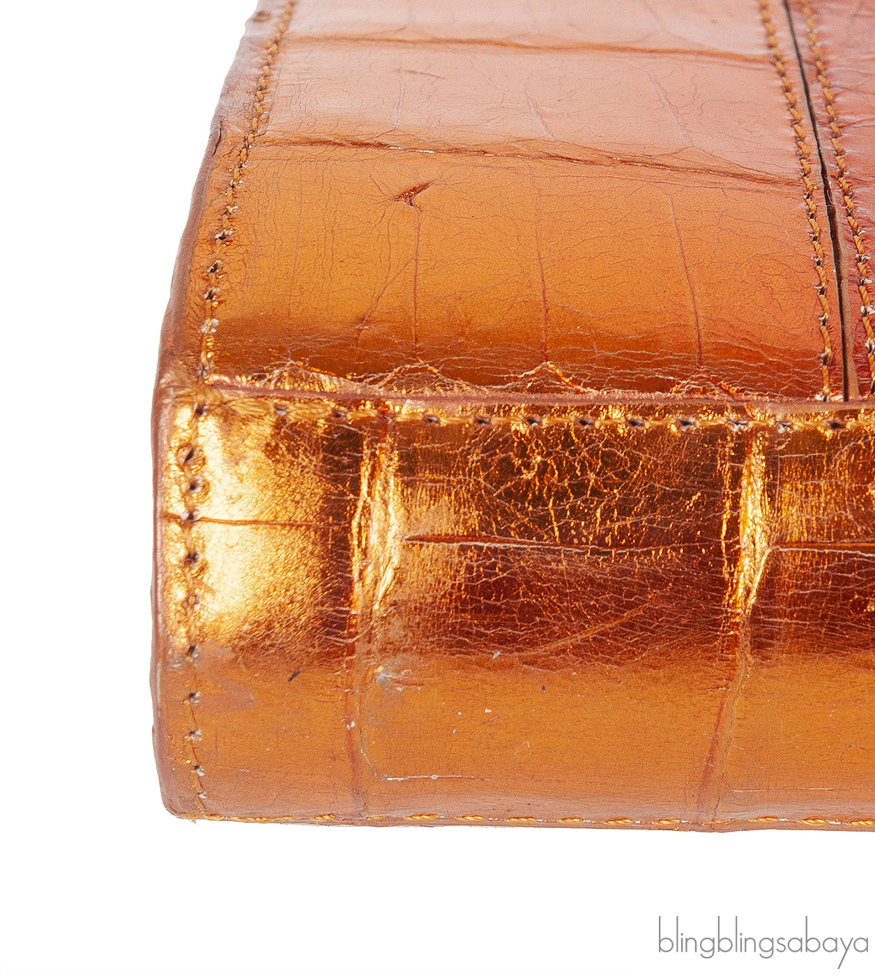 Nancy Gonzalez Orange Crocodile Studded Clutch