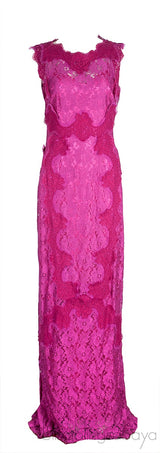 Fuchsia Lace Sleeveless Gown