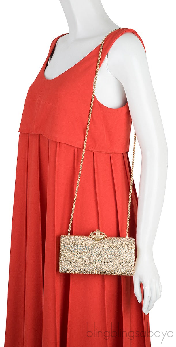 Gold Crystal Embellished Clutch