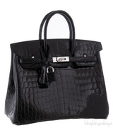 Birkin 25 Black Crocodile PHW