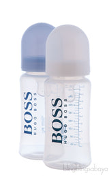 Baby Bottle Set Pale Blue & White