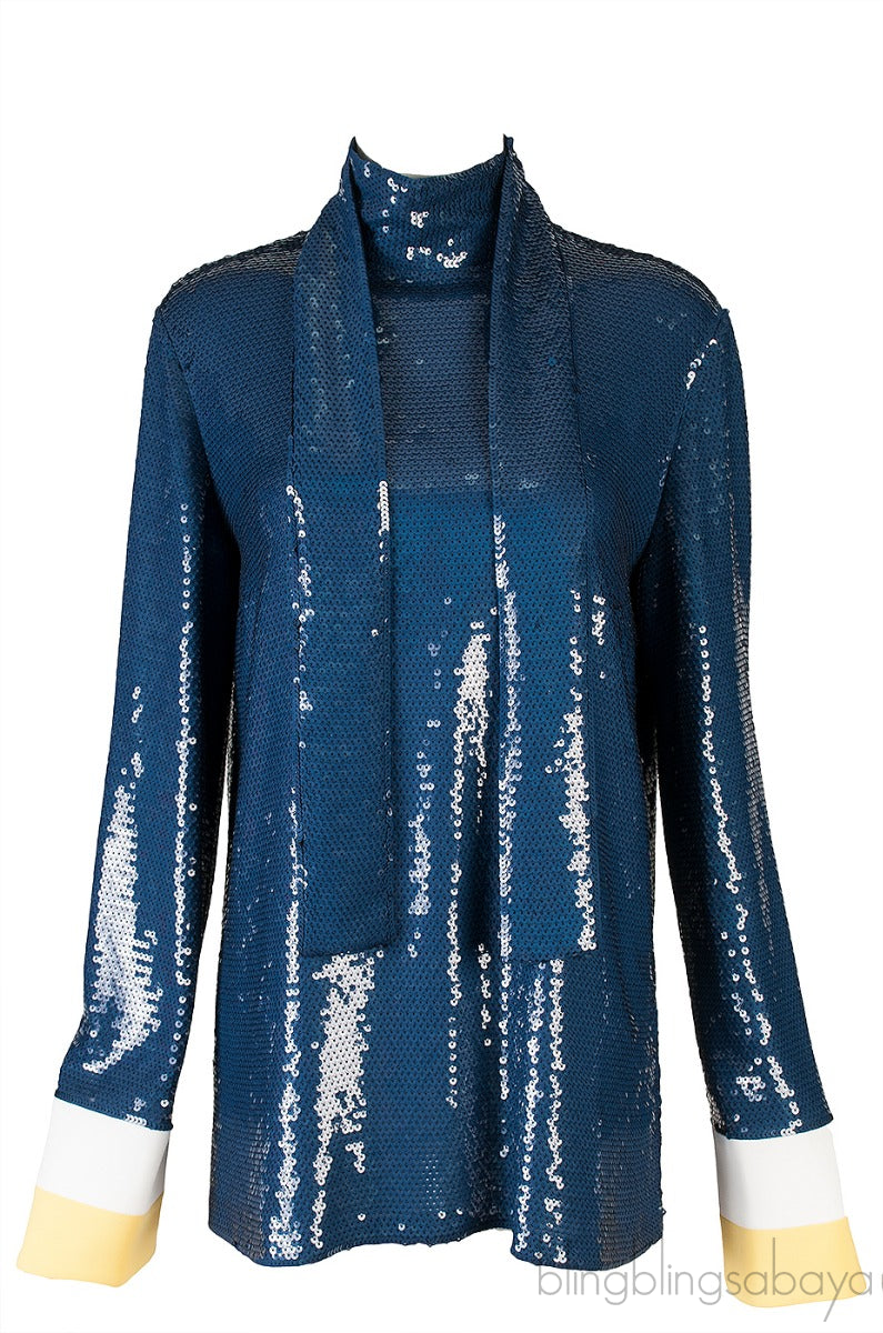 Oversized Cuffs Sequin Blouse