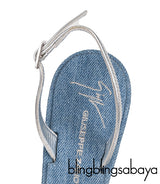 Blue Denim Crystal PVC Slingback Heels