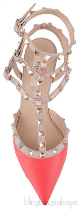 Rockstud Coral Nude Slingback