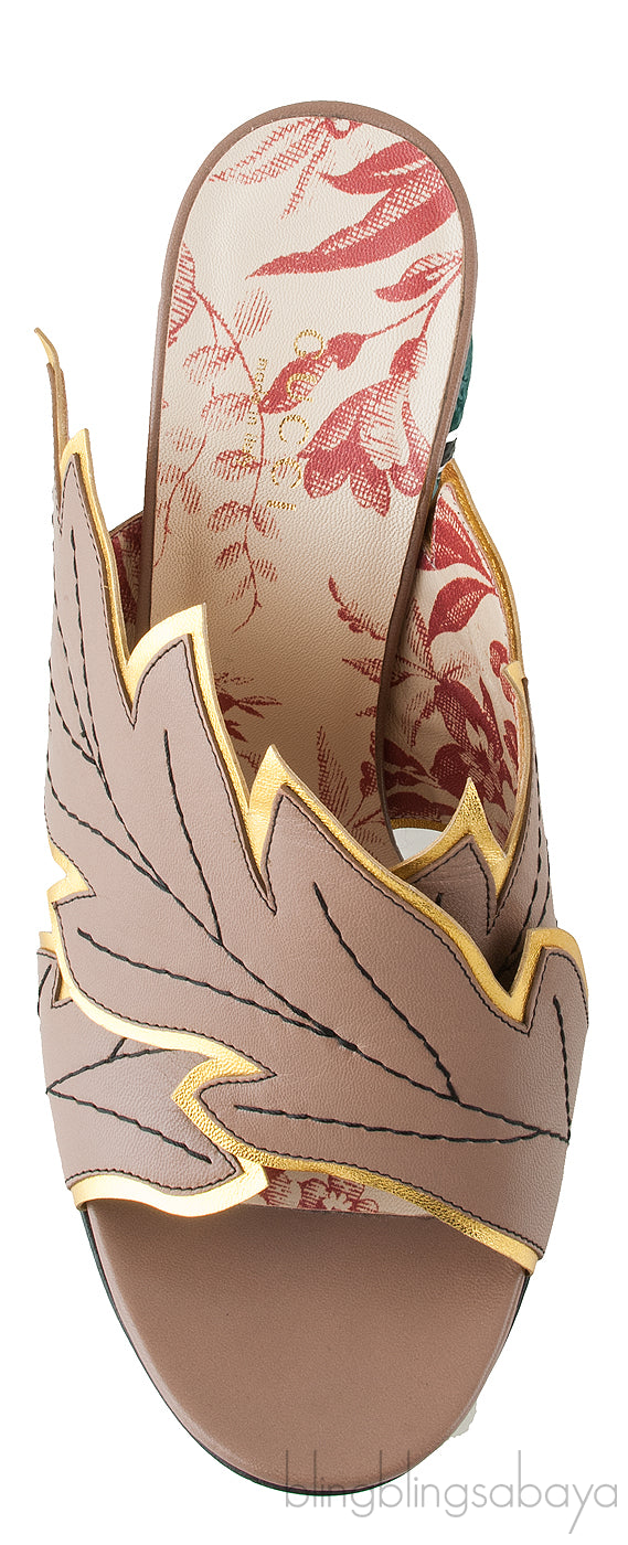 Leaf Gold Serpent Heel Slide Mule