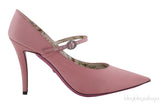 Pink Satin Pointed Heels