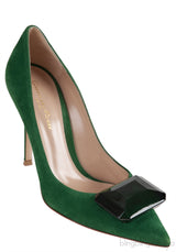 Emerald Jaipur 105 Embellished Suede Pumps