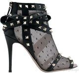 Lace Net Peep Toe Bootie