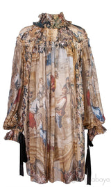 Vintage Multicolor Print Mini Dress