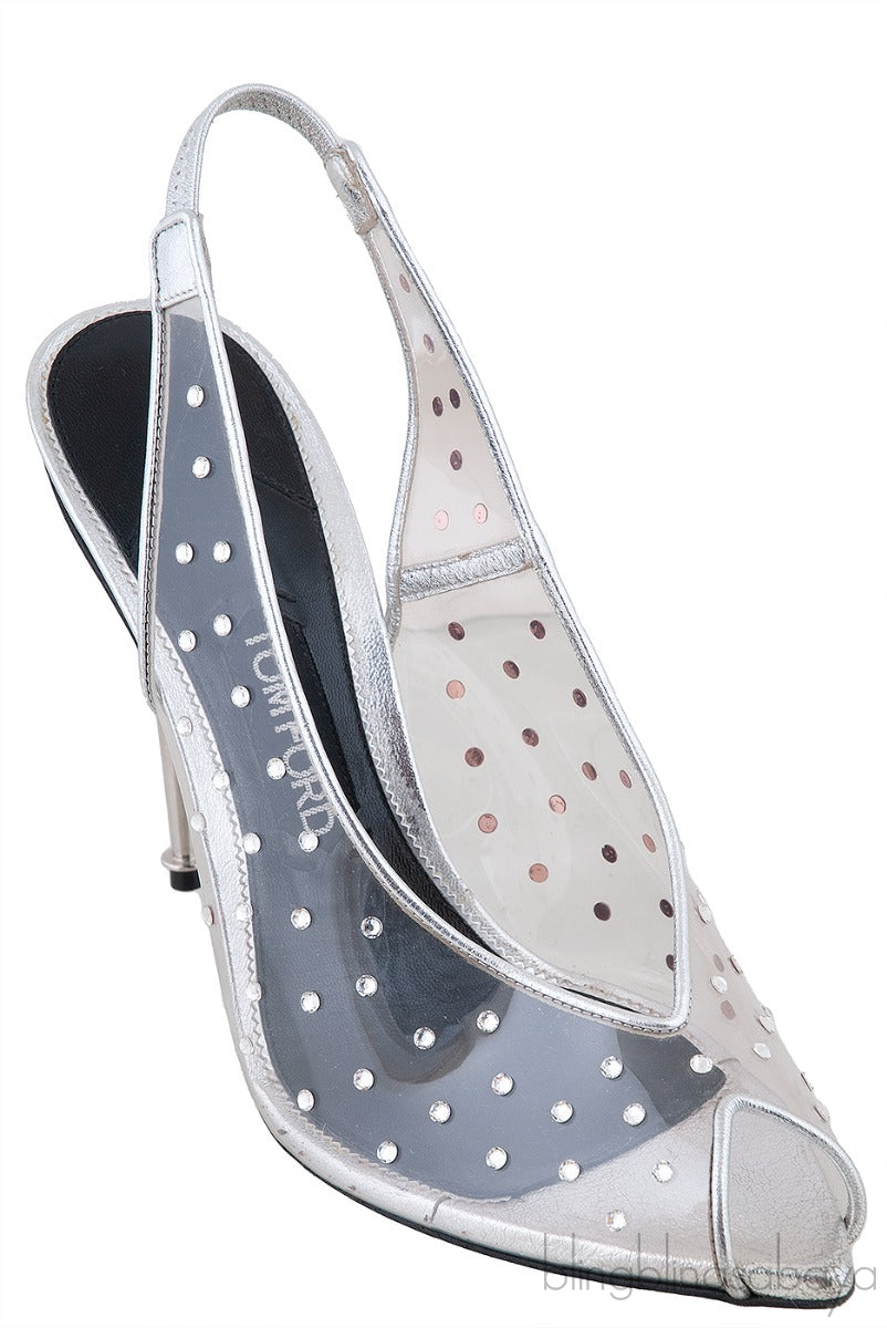 PVC Crystal Slingback Heels