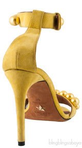 Pearlescent Suede Yellow Sandal