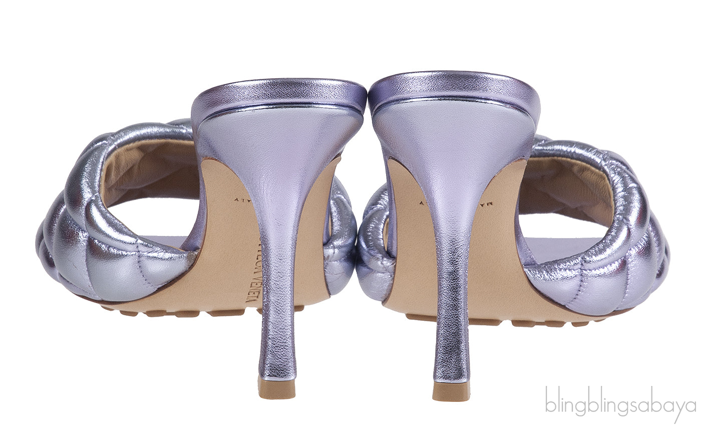 Bottega Veneta Metallic Purple Padded Lido Heeled Mules