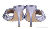 Bottega Veneta Metallic Purple Padded Lido Heeled Mules