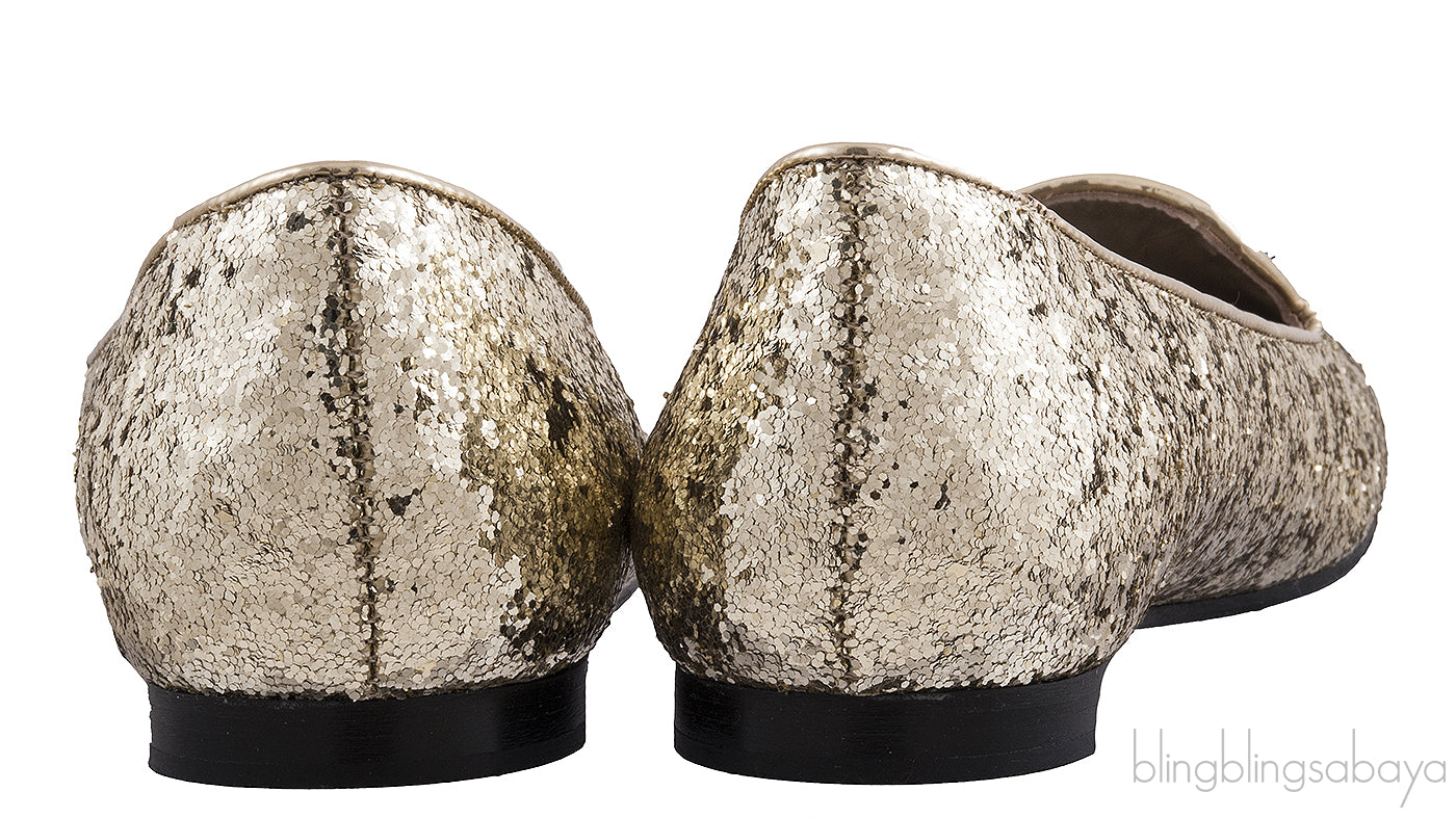 Glitter Nail Polish Gold Flat Shoes