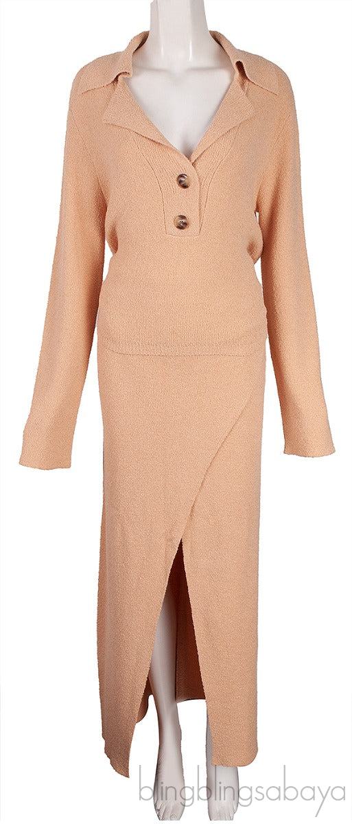 Rosalie Open Back Top and Wrap Effect Midi Skirt