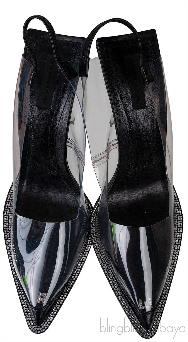 Black Marlow PVC Slingback Pumps