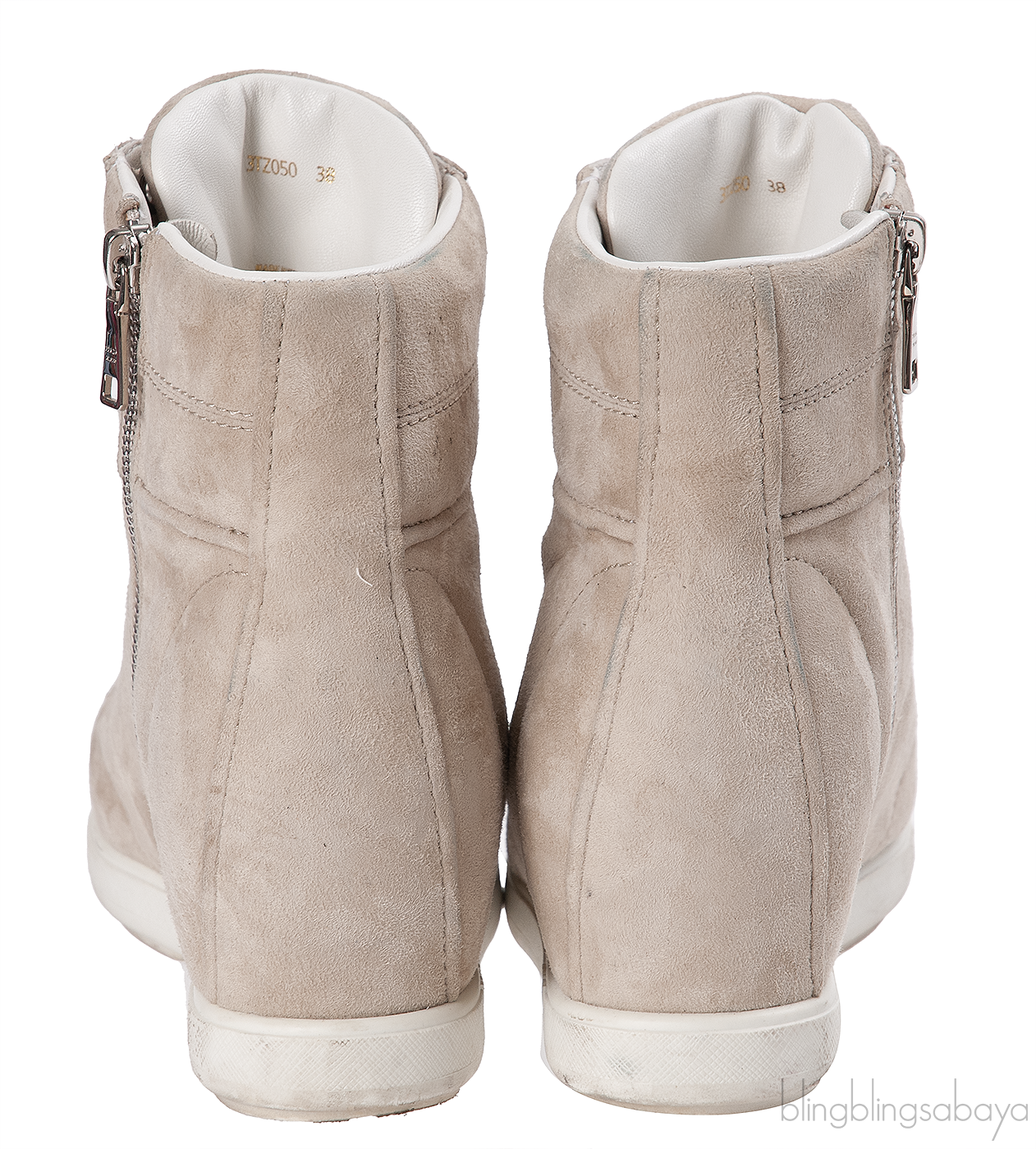 Prada Grey Suede Wedge Sneakers