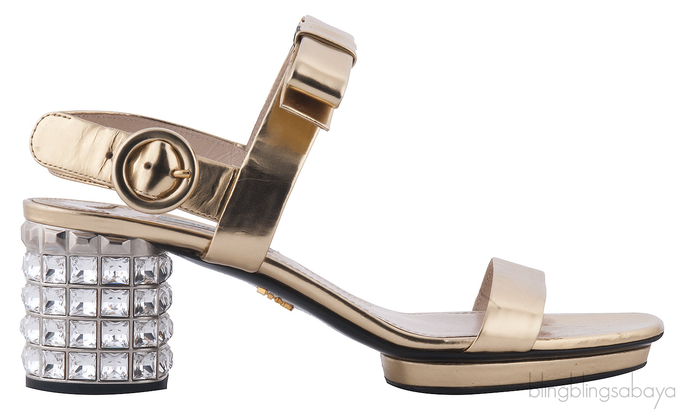 Crystal Heel Ankle Strap Sandals