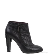 Black Mix Quilted Leather Ankle Boots