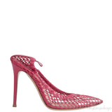 GIANVITO ROSSI Pink Leather Trimmed Fishnet Pump 38