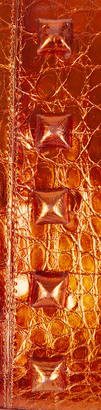 Nancy Gonzalez Orange Crocodile Studded Clutch