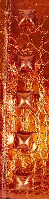 Nancy Gonzalez Orange Crocodile Studded Clutch