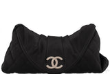 Black Quilted Satin Halfmoon Clutch