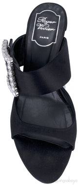 Black Nylon Crystal Sandals