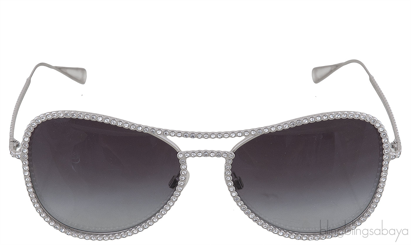 71108 Silver Crystal Aviator Sunglasses