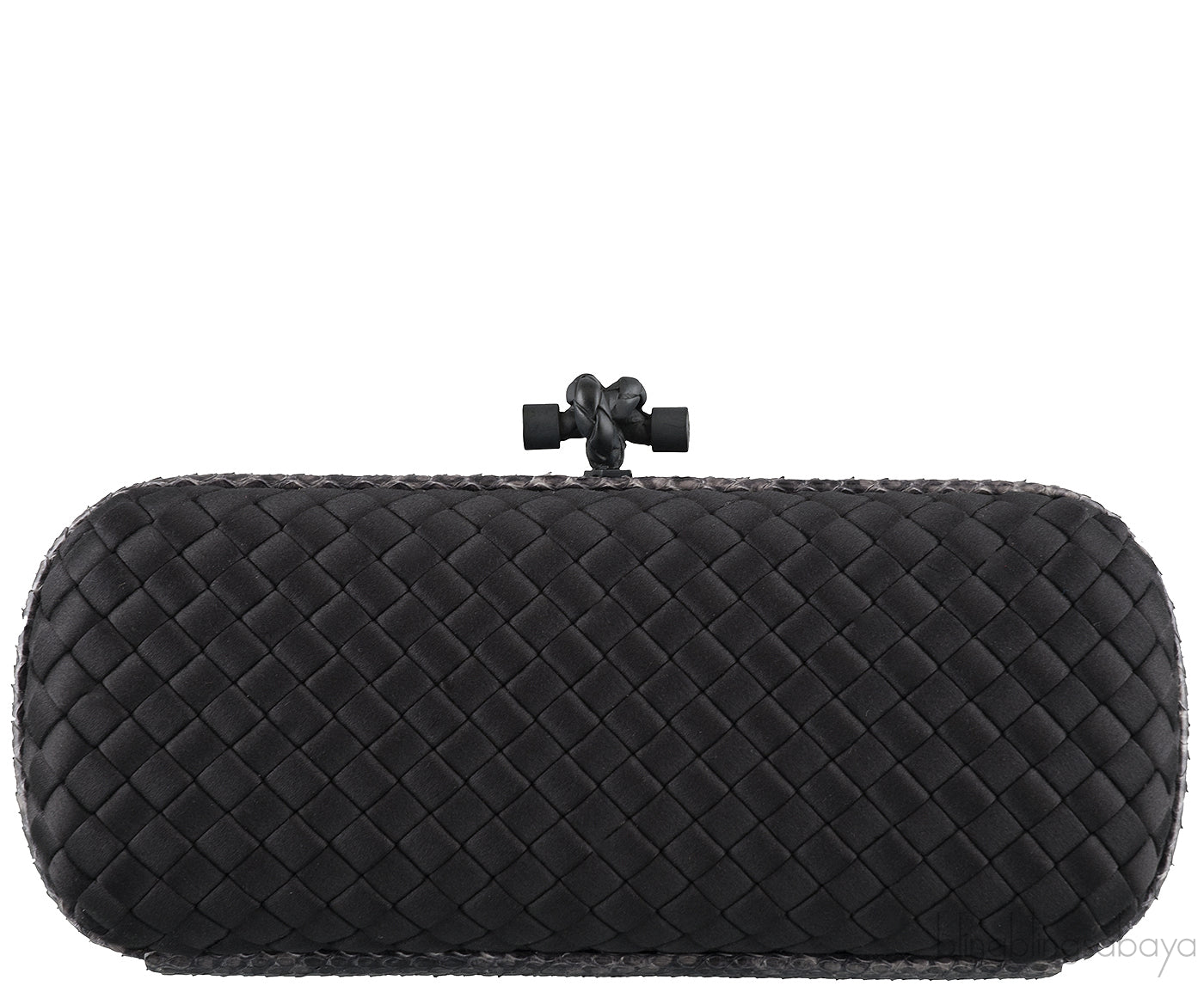 Black Intrecciato Snake Trim Clutch