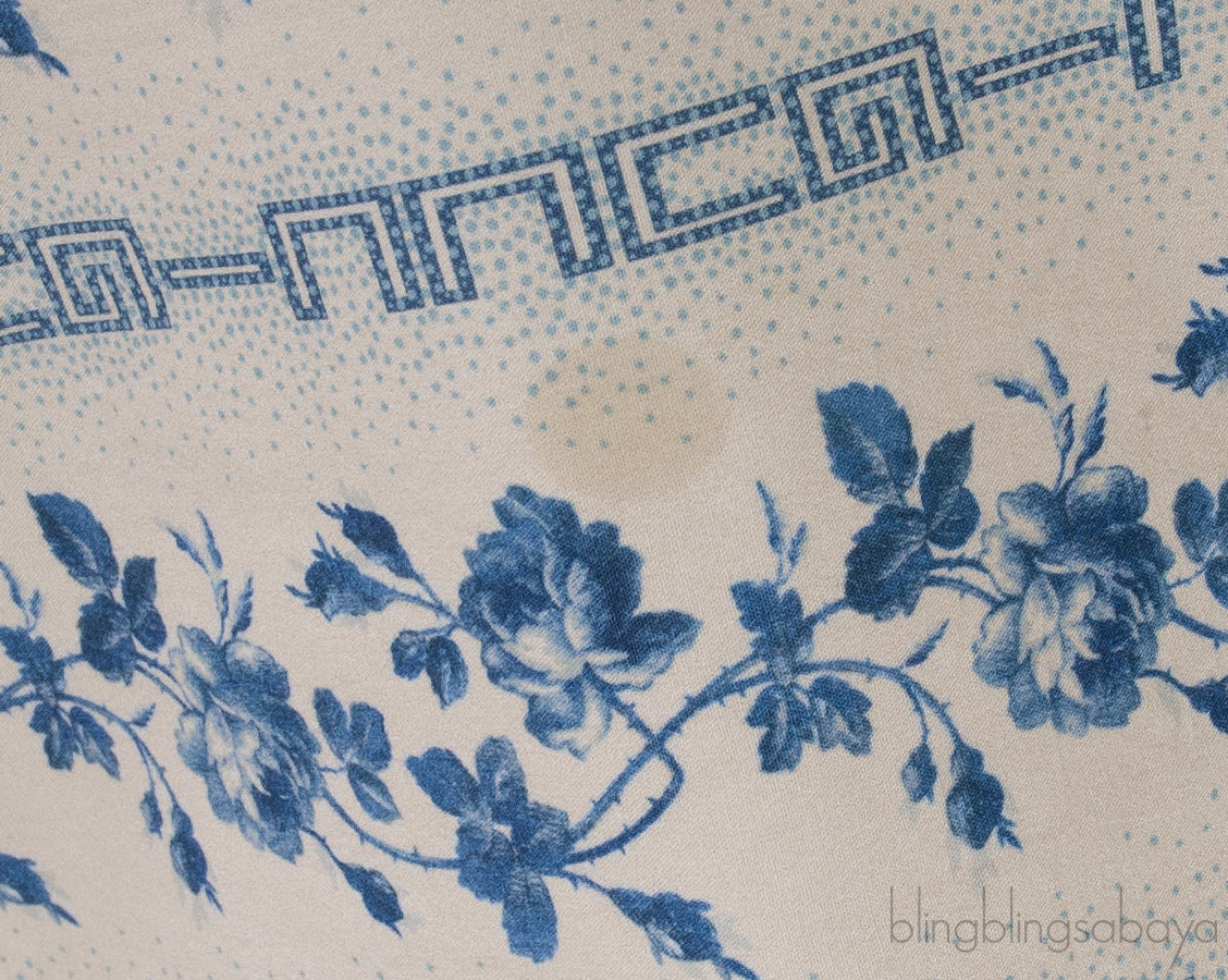 Blue Floral-print Cotton-blend Kaftan