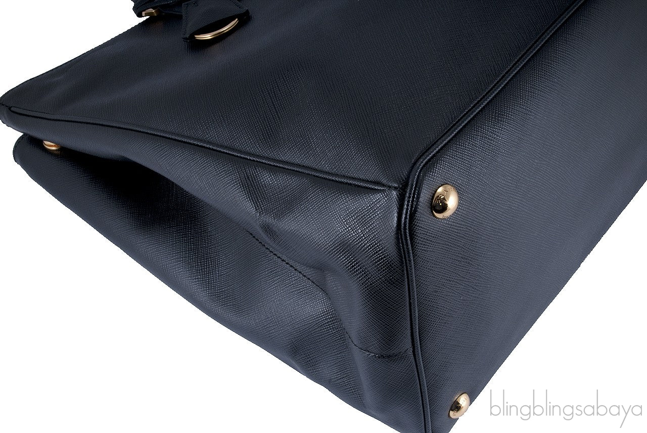 Black Saffiano Double Zip Large Tote