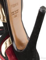 Tri-color Peep Toe Platform Heels