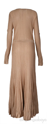 Chanel Gold Ribbed Knit Maxi Dress