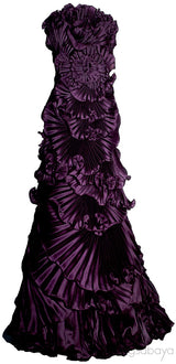 Plum Swirl Pleated Gown