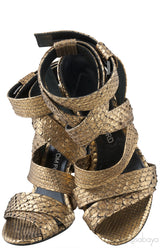 Gold Python Strappy Sandals