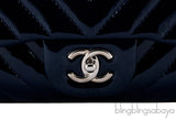 Blue Indigo Patent Chevron Maxi Bag