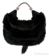 Fur Crystal Black Handbag