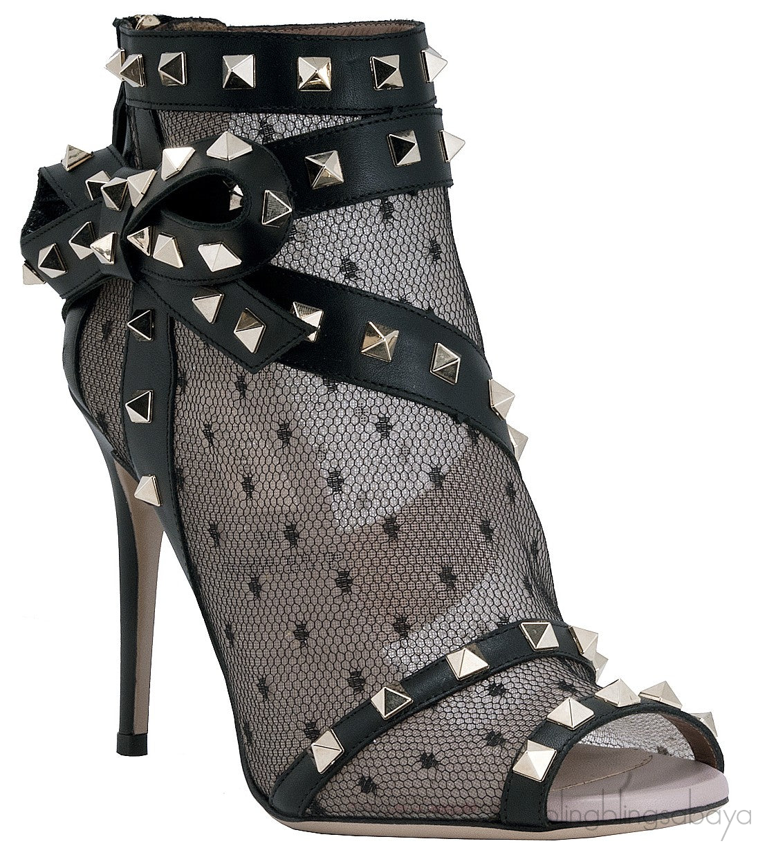 Lace Net Peep Toe Bootie