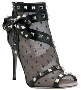 Lace Net Peep Toe Bootie