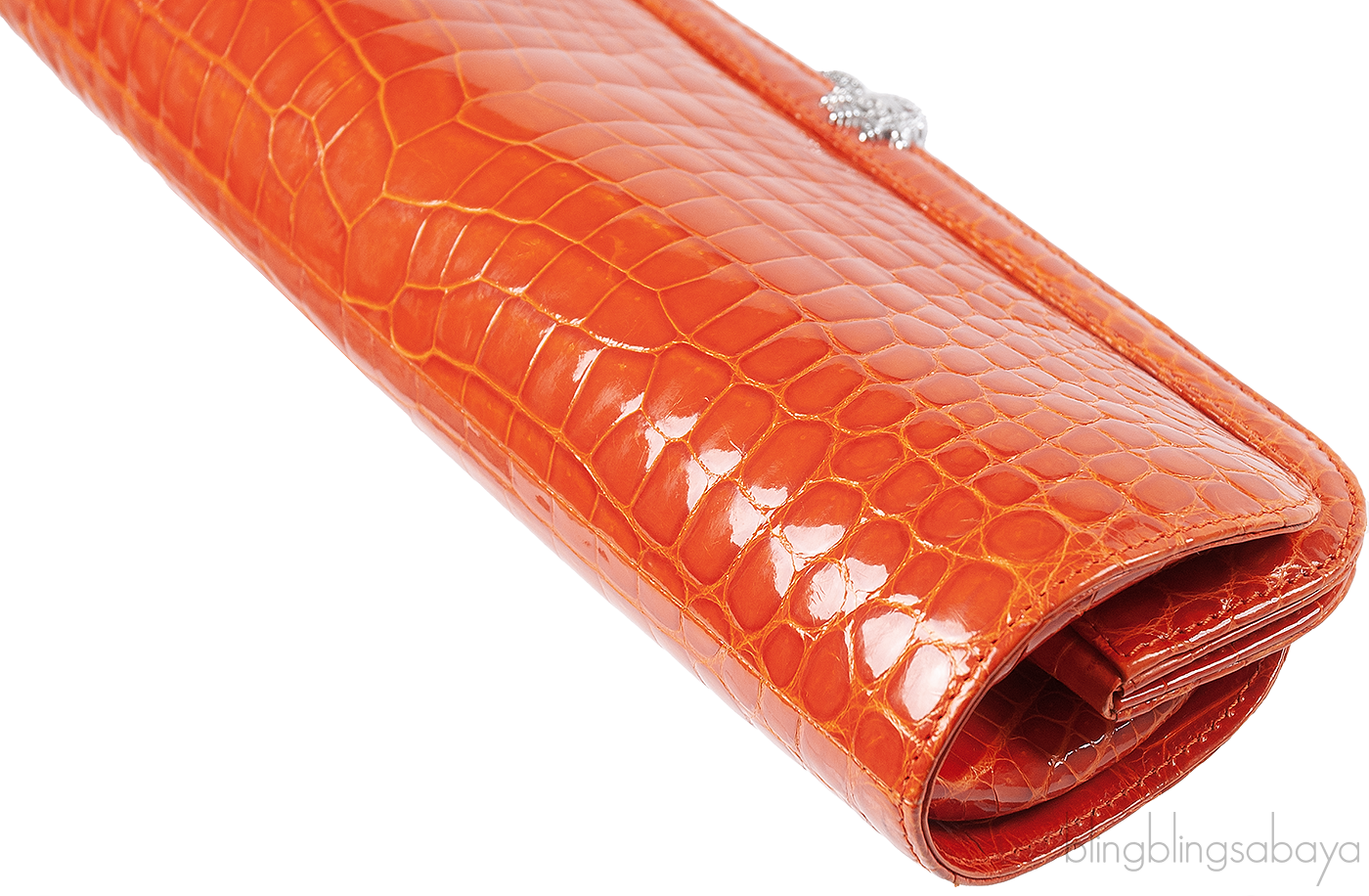 KWANPEN KP Homage Orange Trace Crocodile Long Clutch