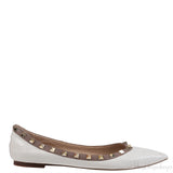 Valentino Garavani White Rockstuds Flat Shoes