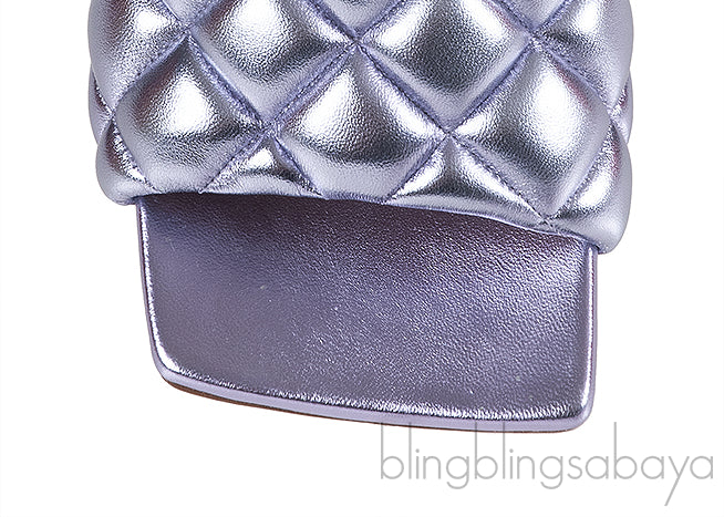 Bottega Veneta Metallic Purple Padded Lido Heeled Mules