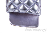 Bottega Veneta Metallic Purple Padded Lido Heeled Mules