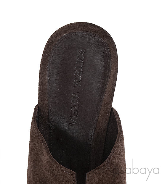 Bottega Veneta Dark Brown Suede Cha-cha Mules