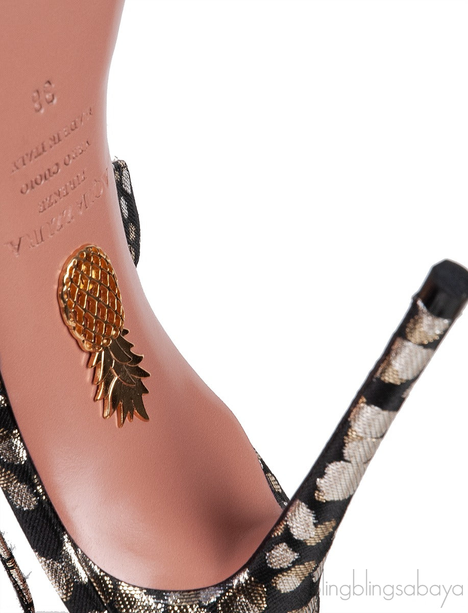 Black & Gold Metallic Pointed Toe Heels