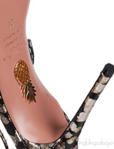Black & Gold Metallic Pointed Toe Heels
