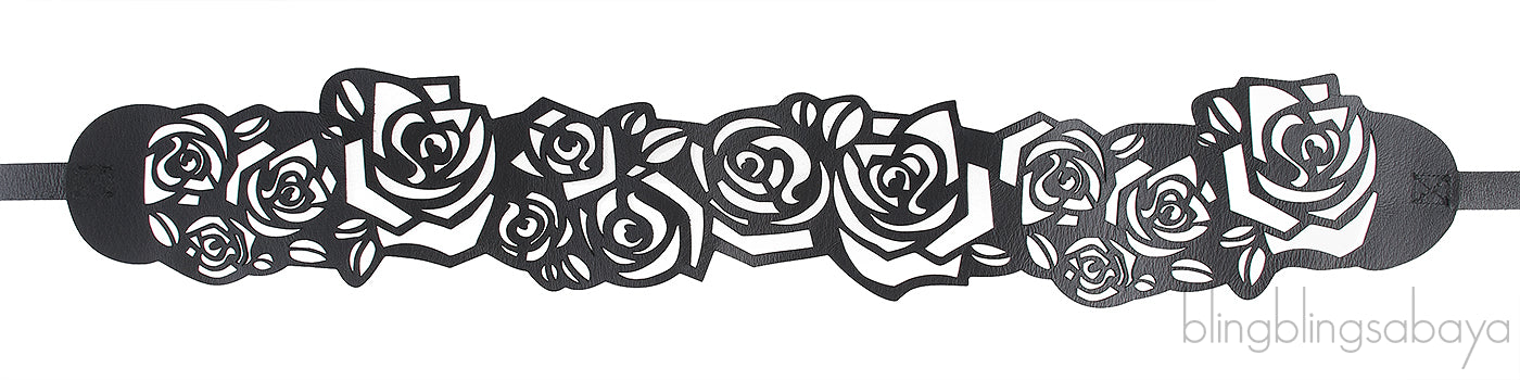 Black Floral Cut-out Wide Belt