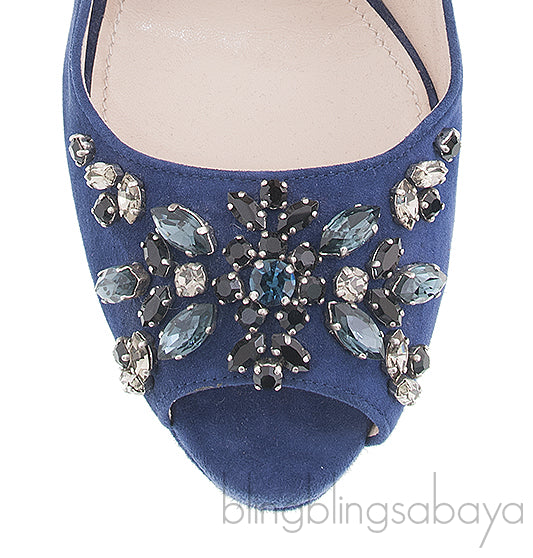 Prada Blue Crystal Peep Toe Pump 38