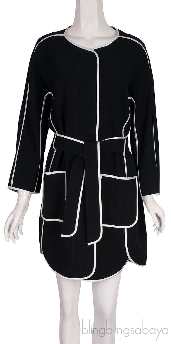 Pipe Detail Belt Coat